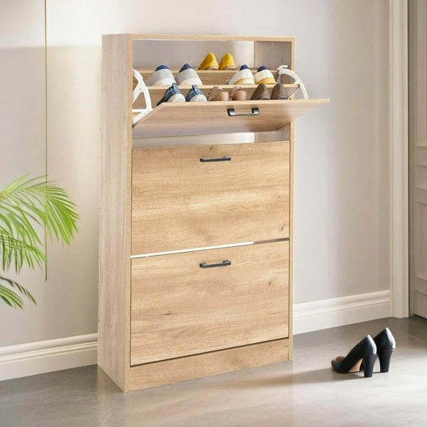 Rafaelo Mobilia 3 Drawer Shoe Storage Cabinet Pine