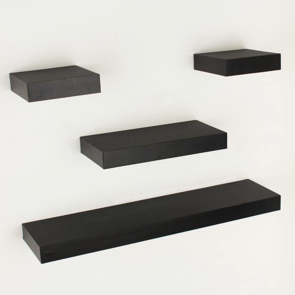 Core Products Set of 4 Hudson Black Wall Shelf Pack