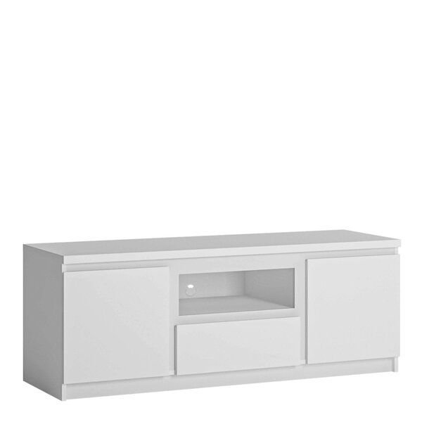 Wyld Haus Hemingway 136cm White Wooden 2 Door 1 Drawer Wide TV Cabinet