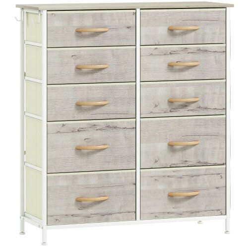 Wyld Haus Nipa Fabric And Metal Natural Wood Finish 10 Drawer Storage Chest