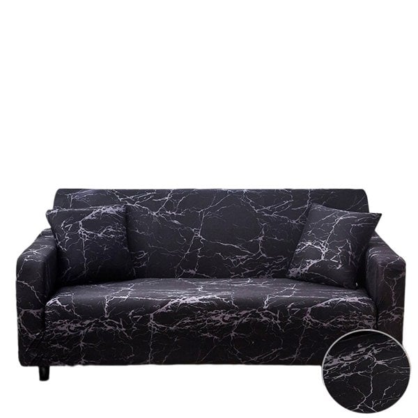Anyhouz Anyseat 4 Seater Sofa Cover Marble Black Style and Protection For Living Room Sofa Chair Elastic Stretchable Slipcover
