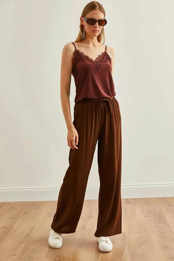 Hoxton Gal Belted Woven Viscose Palazzo Pants