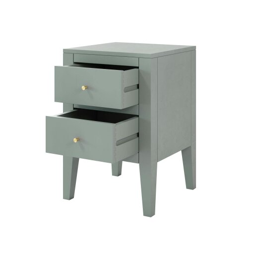 Wyld Haus Roma Pigeon Grey Wood Two Drawer Bedside Table