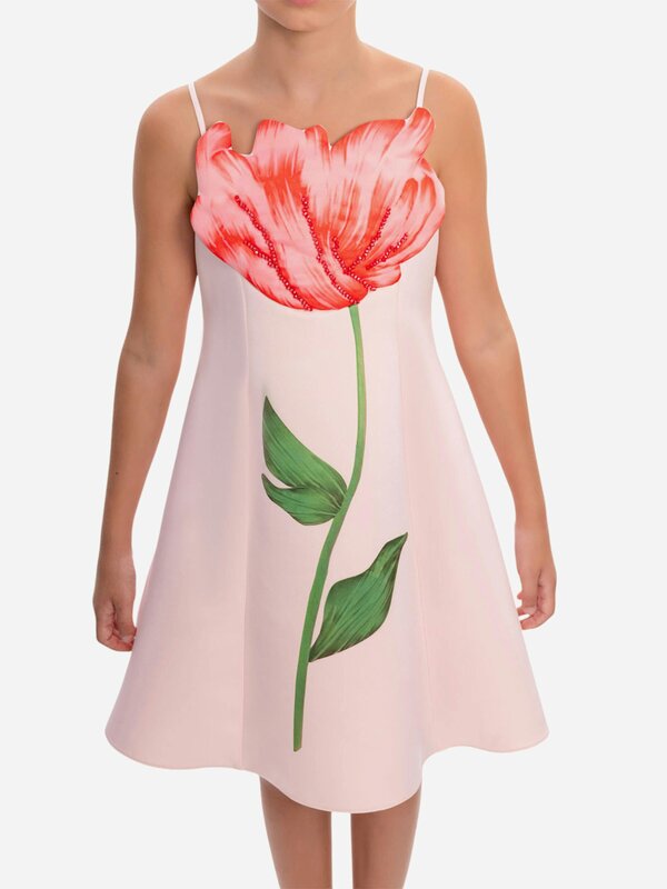 DRESS & Fleur Girls Embellished Flower Dress in Pink