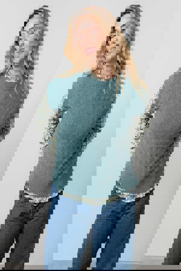 Lily & Me Wallace Pointelle Knit Tank Sea Mist