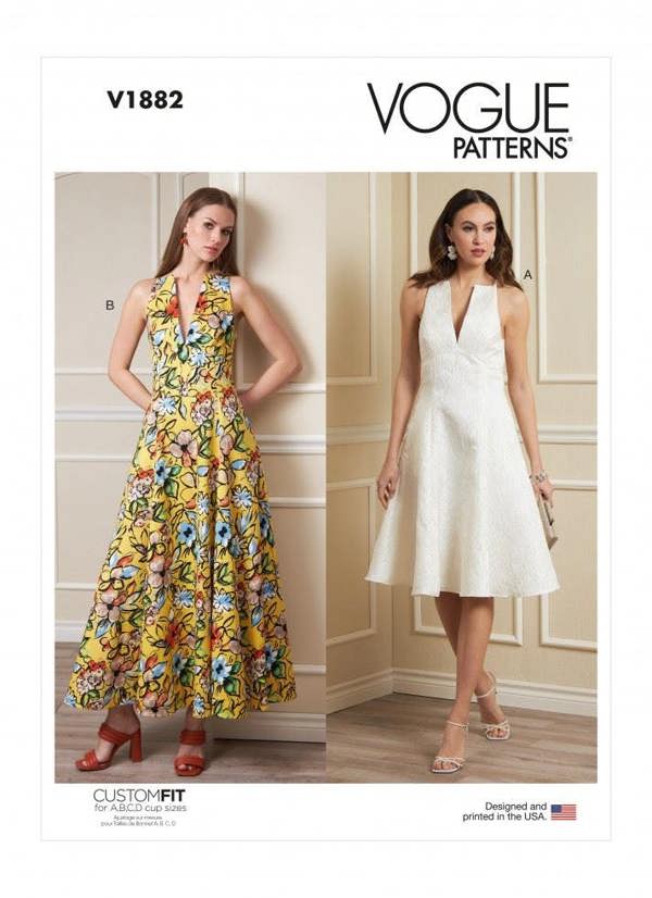Vogue Sewing Pattern 1882, Dresses for Women, B5 (8-10-12-14-16) - Intermediate