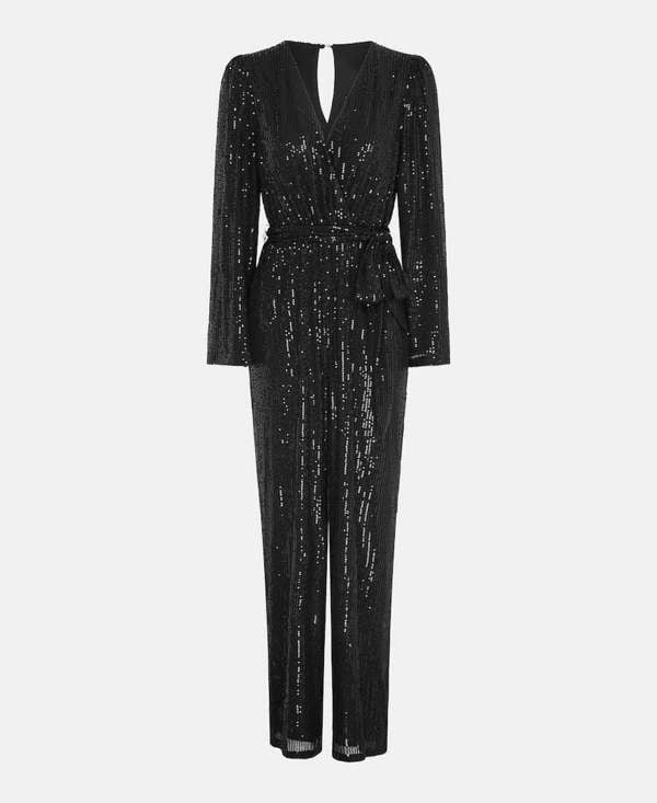 black sequin jumpsuit