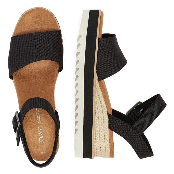 TOMS Diana Canvas Wedge Women's Black Sandals