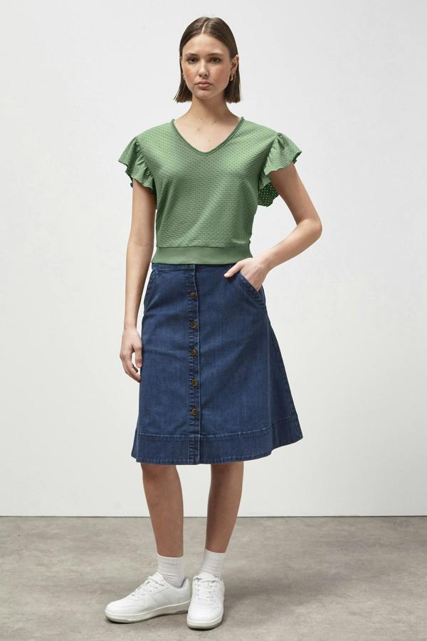 ENORSIA Women’s Frill Sleeve T-Shirt