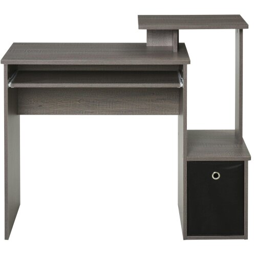 Wyld Haus Ramo 100cm Wooden Grey Home Office Desk With Keyboard Tray Drawer And Side Shelving