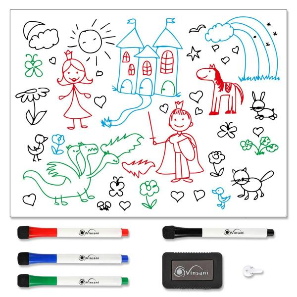 Dyzi 60 x 90cm Magnetic Whiteboard with 4 Dry Erase Pens and Eraser