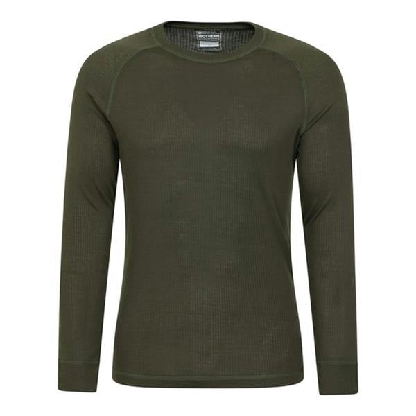 Mountain Warehouse Mens Talus Round Neck Long-Sleeved Thermal Top - Khaki Green - 