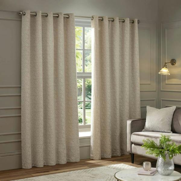 Paoletti New Galaxy Chenille Eyelet Curtains - Ivory