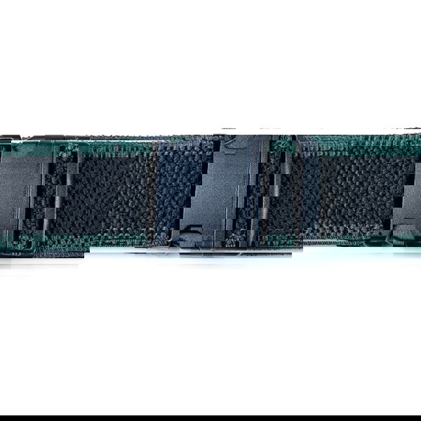 mens fabric belt in black showing the buckle design
