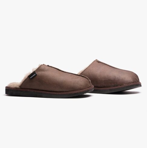 Shepherd HUGO Mens Sheepskin Mules Oiled Antique