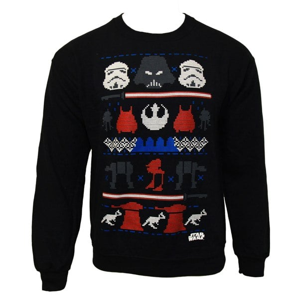 Star Wars Mens Dark Side Fair Isle Christmas Sweater - Blue