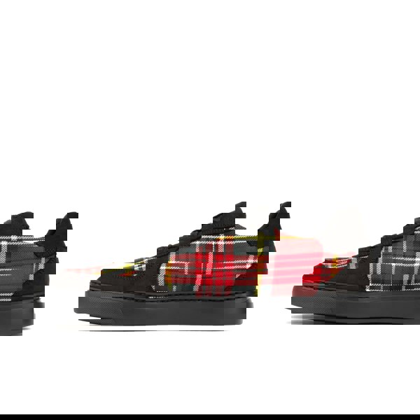 Embassy London Strada - Black & Red Tartan - Men's Tartan Leather & Suede Trainer