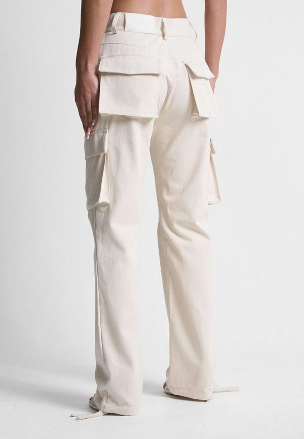 Mid Rise Drill Cargo Pants - Stone