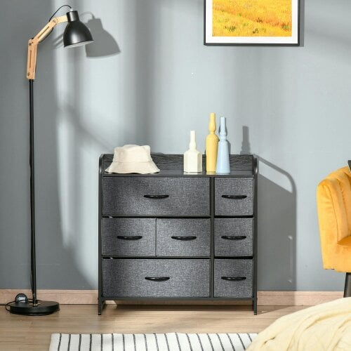 Wyld Haus Lizi Fabric And Metal Grey 7 Drawer Foldable Storage Chest
