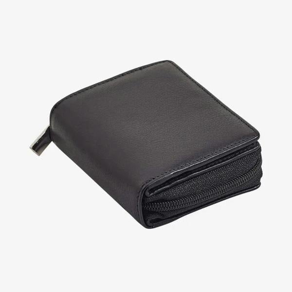 Compact black leather purse for everyday use