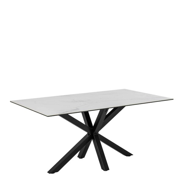 Wyld Haus Perth 160cm 6 Seater White Ceramic Dining Table Industrial Black Metal Legs