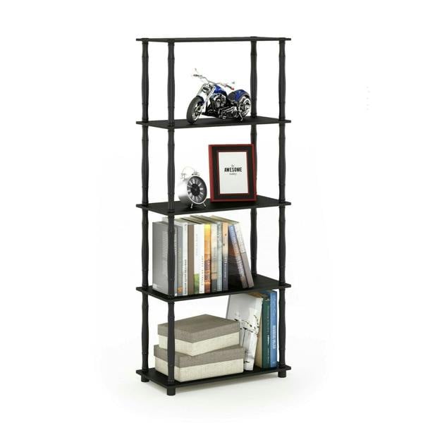 WALPLUS Turn-N-Tube 5-Tier Multipurpose Shelf Display Rack with Classic Tubes, Americano/Black perfect for organized storage and display