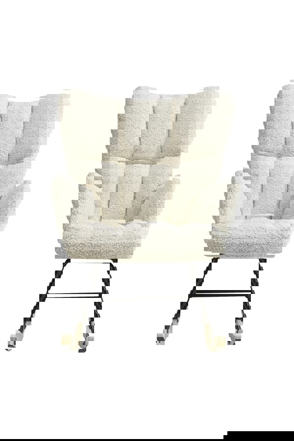 Living and Home Netural Bouclé Tufted Upholstered Rocking Chair