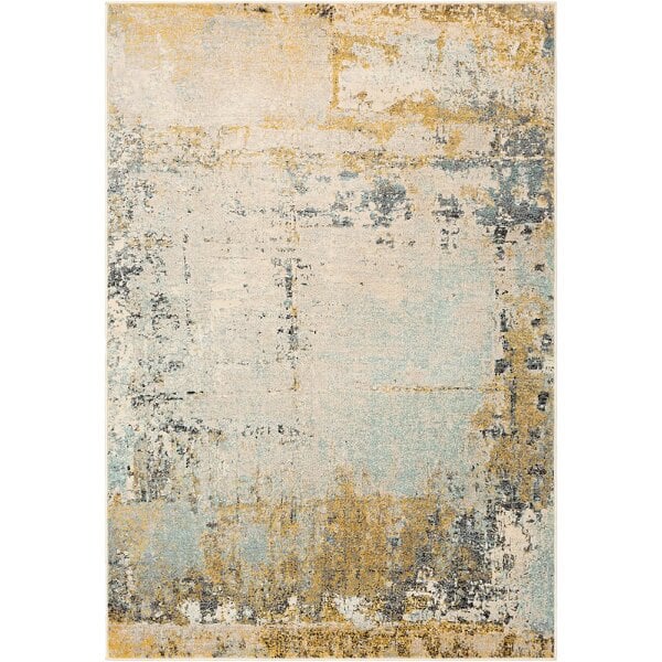 Livabliss City CIT2378 Abstract Yellow Grey Blue Modern Marble Rug