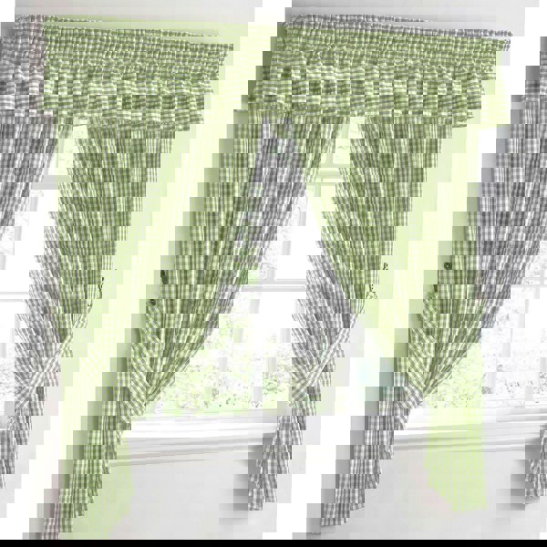 Velosso Kitchen Trends Gingham Check Kitchen Curtains - 117cm x 106cm