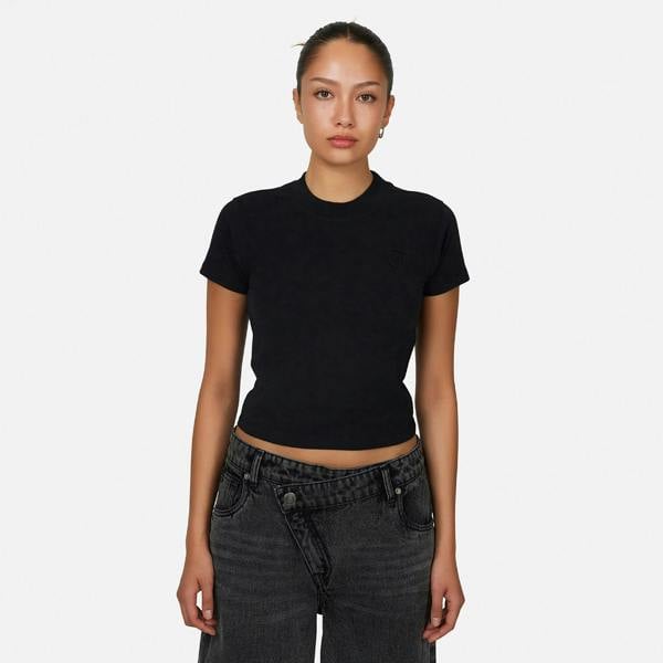 Good For Nothing Black Emblem Baby Tee - Black Image 1