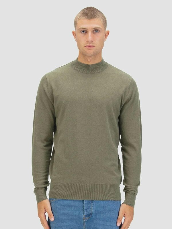 Luke 1977 LUKE1977 Jenson Funnel Neck Knitted Jumper - Clover Green