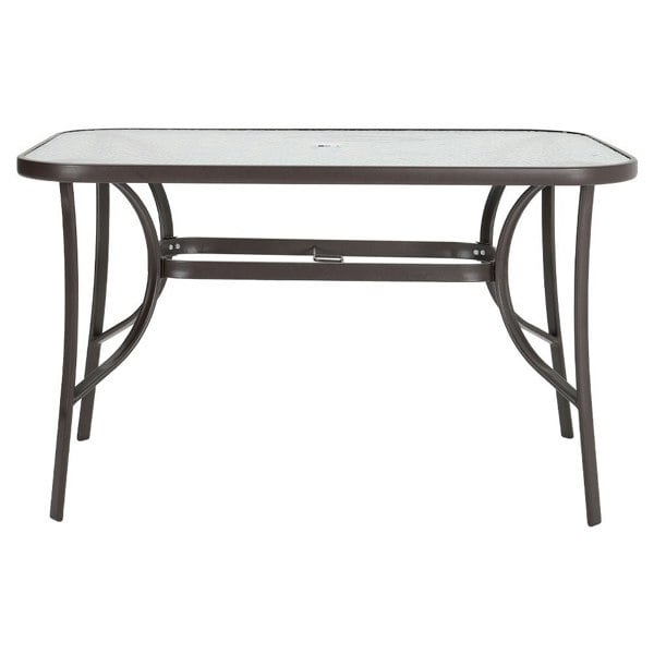 Garden Rectangular Ripple Glass Table and Folding Chairs GARDEN DINING SETS Living and Home Only Medium Brown Table