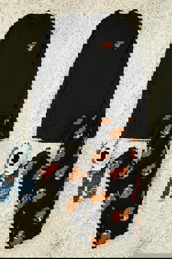 WOVCOR 2-Piece Regular Fit Teddy Bear Print Knit Pajama Set