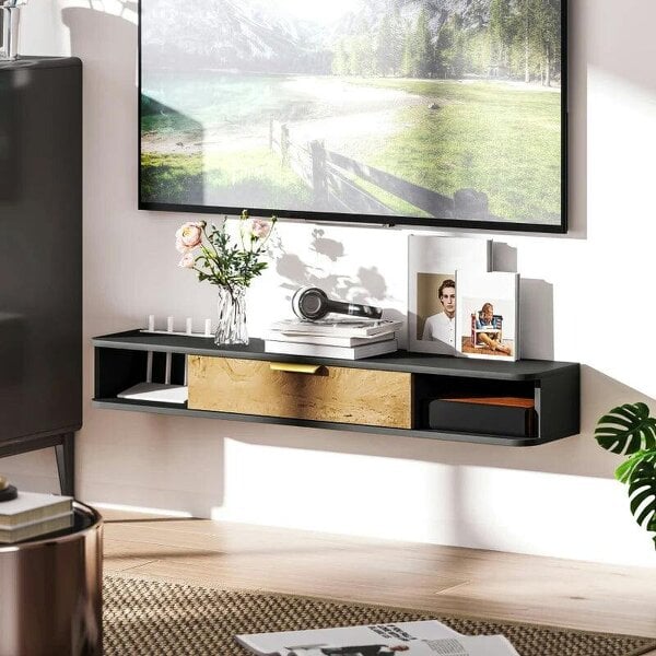 120 cm Floating TV Stand with Storage - Charcoal Grey