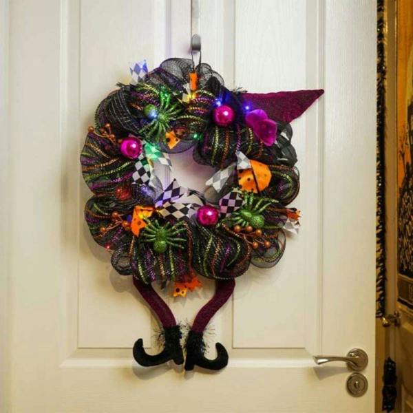 Garden Greatness Light-Up Hanging Halloween Witch Wreath