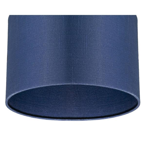 Designer Navy Peony Blue Textured Linen Fabric Circular Lamp Shade Image 5