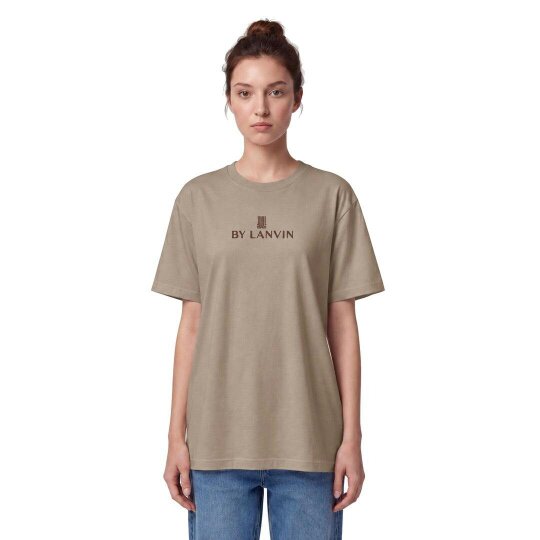By Lanvin Embroidered Central Logo Taupe T-Shirt