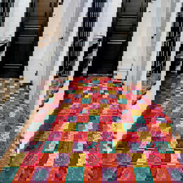 WFS6009 - Colourful Mandala Tiles Floor Sticker 120cm x 60 cm