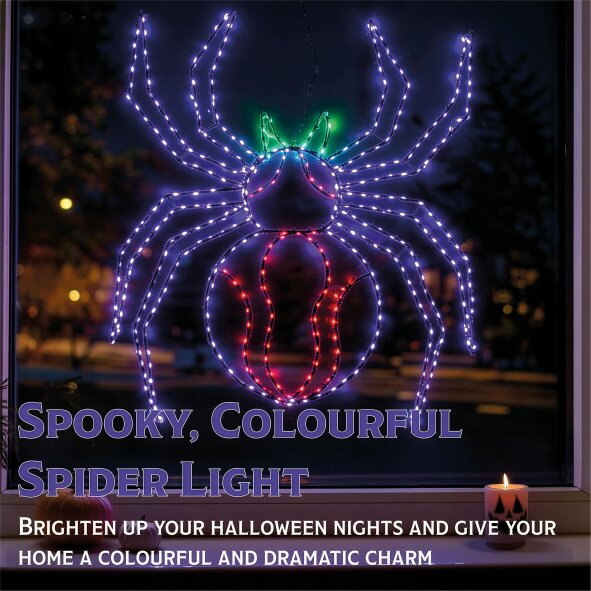 Scotts of Stow Fxlab Multicolour Micro LED Metal Silhouette Spider Outdoor Timer
