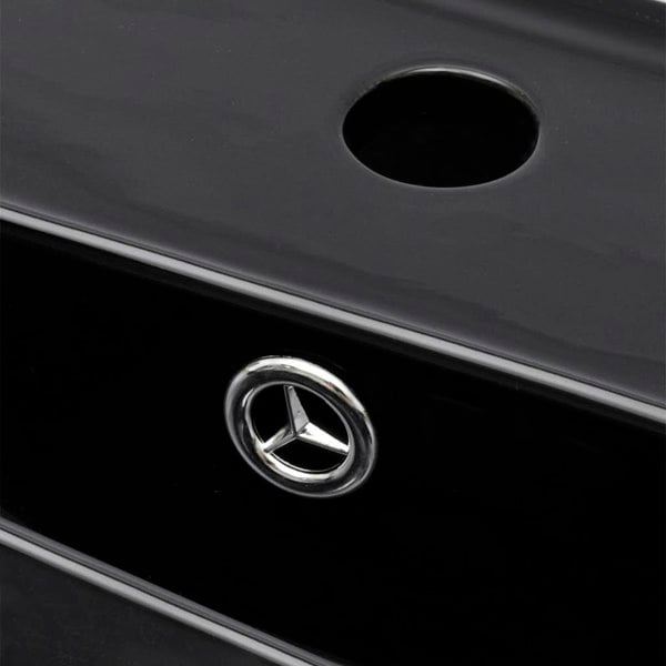 Berkfield Ceramic Bathroom Sink Basin Faucet/Overflow Hole Black Rectangular