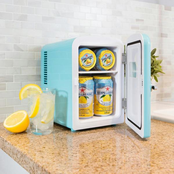 Koolatron 4L Mini Fridge For Bedrooms 6 Can Table Top 12V Portable Cooler Skincare Green