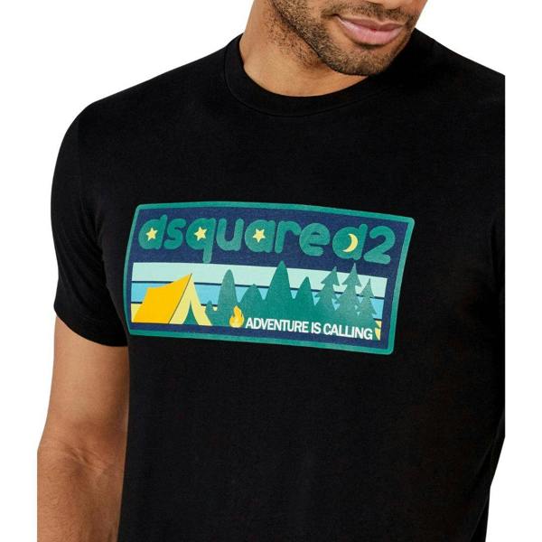DSquared2 Mens Adventure Is Calling T-Shirt - Black - 