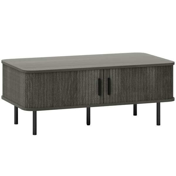 Wyld Haus Yocoma Wooden Grey Wood Effect Rectangular Coffee Table With Tambour Doors