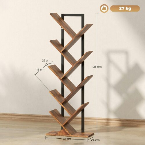 Wyld Haus Varani Wood Wood Effect 8 Section Tree Style Bookcase