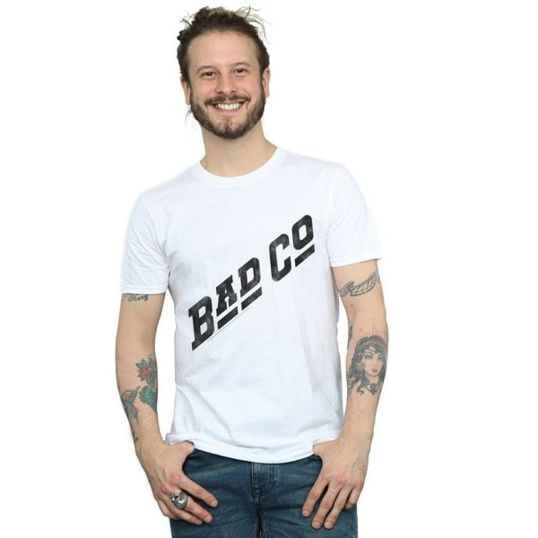 Bad Company Mens Distressed Logo T-Shirt - White