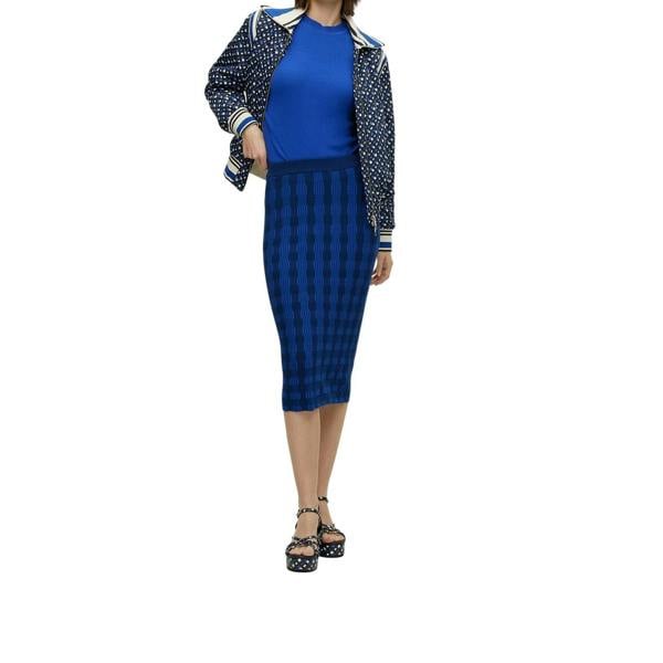 Boss Womens/Ladies Patterned Midi Skirt - Blue/Black - 