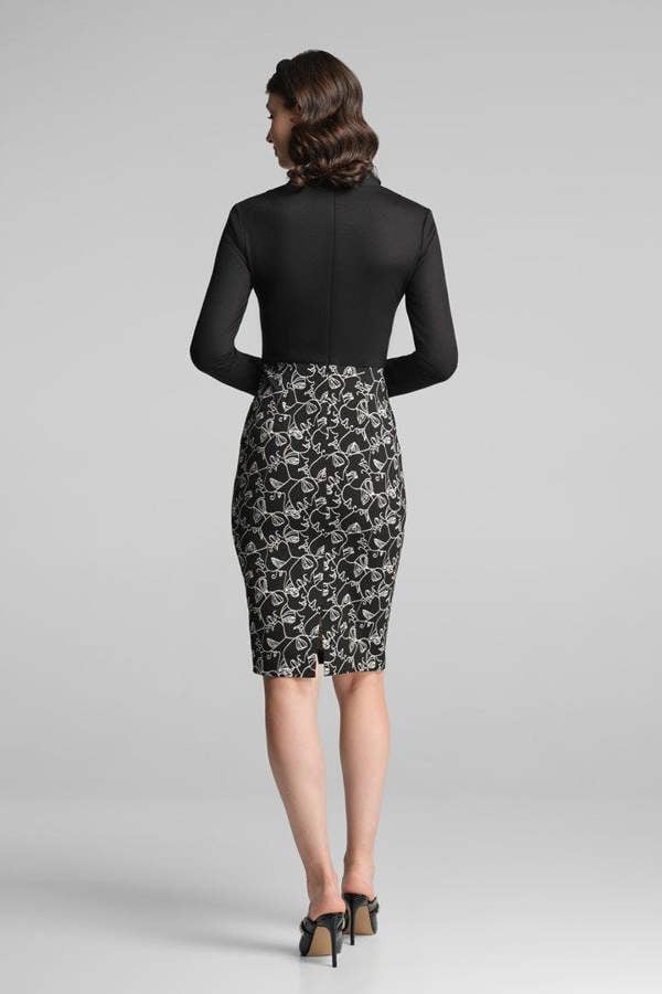 Rumour London Michelle tailored dress with contrasting contour jacquard skirt