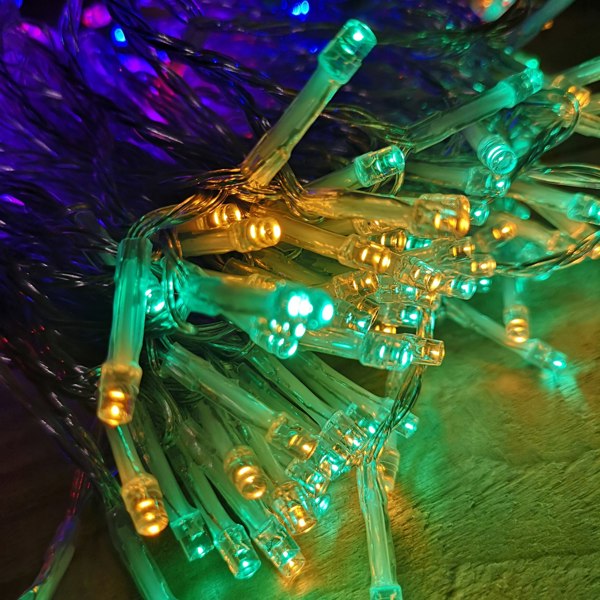 Samuel Alexander 200 LED 20m Premier Christmas Outdoor Multi Function Battery Lights with Timer & Clear Cable in Multicoloured