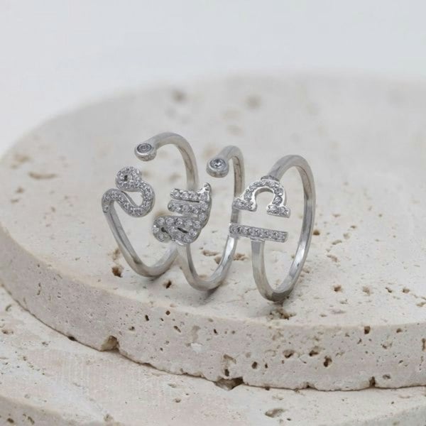 Say It With Libra Ring with CZ Stones - Silver Plated