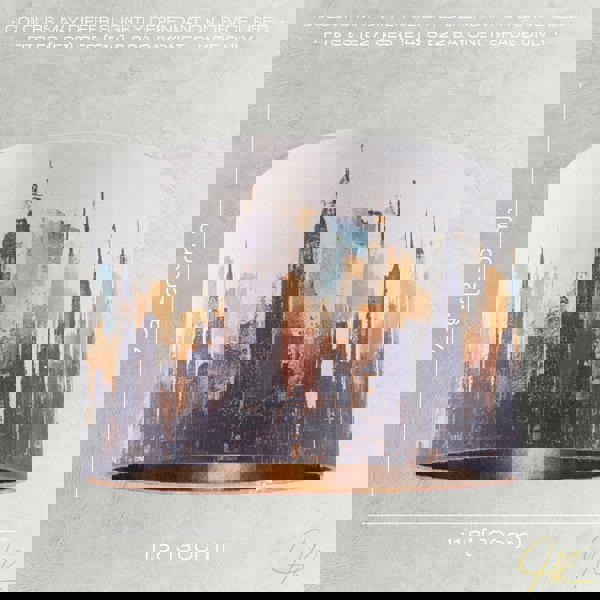 Grunge Style City Scape Cotton Fabric Lamp Shade in Black and Orange Image 7